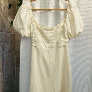 Astr Cream Puff Sleeve Mini Dress